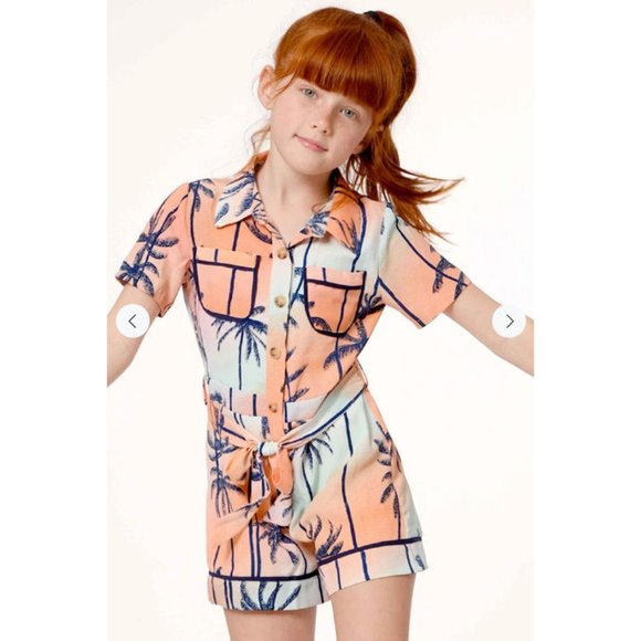 NEW Girls Palm Tree and SunsetRomper 7 8 16